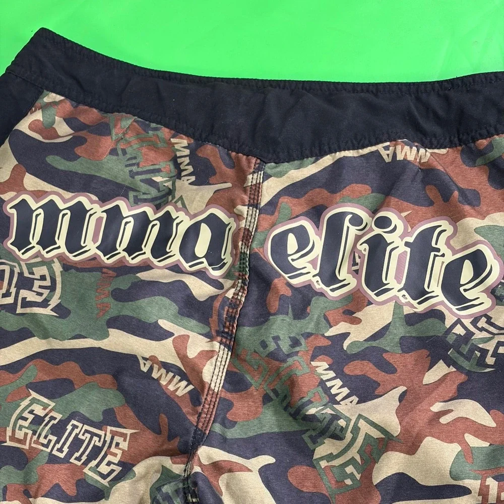 MMA Elite Board Shorts Mens M Camo Logo Graphic Training Combat Trunks Y2K-style